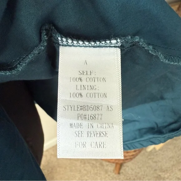 Arula Puff Sleeve Sweetheart Neckline Cotton Poplin A-Line Dark Teal Mini Dress